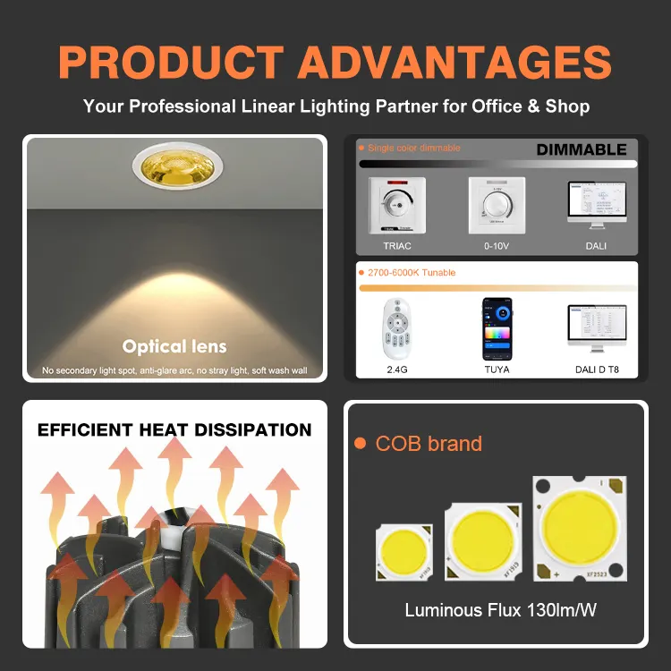 Adjustable Recessed Aluminum COB LED Downlight 10/12W IP65 3000-6500K