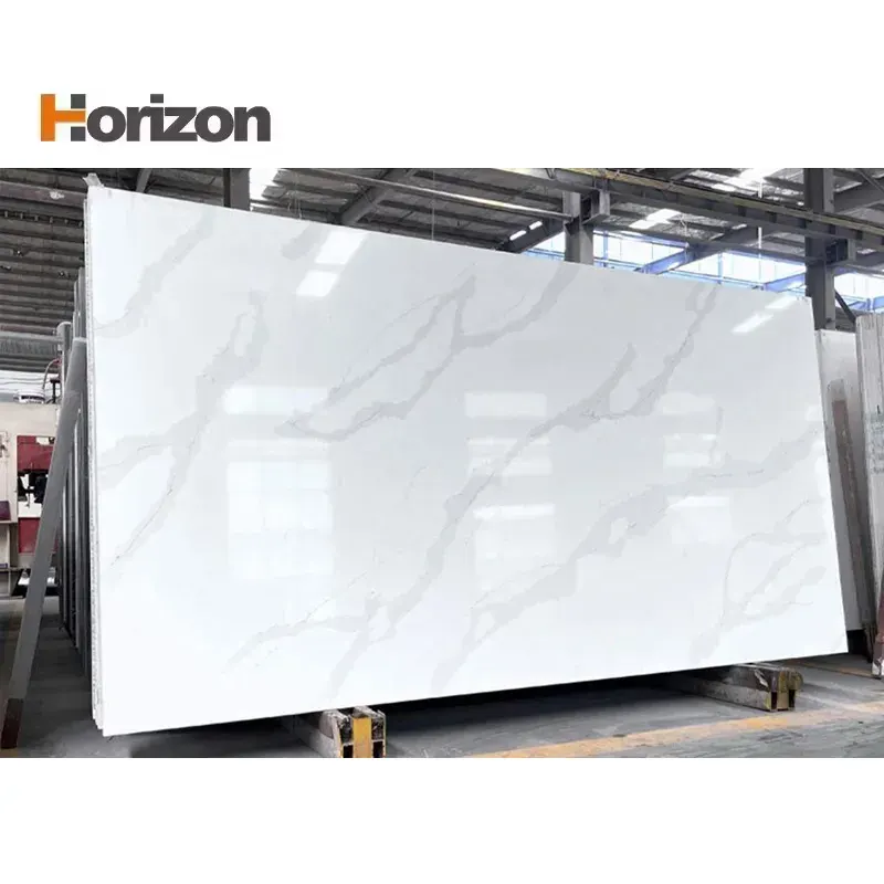 Calacatta White Polished Engineered Quartz Slab 3200x1600mm