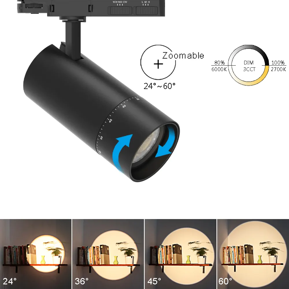 Adjustable Aluminum COB LED Track Spotlight 30W