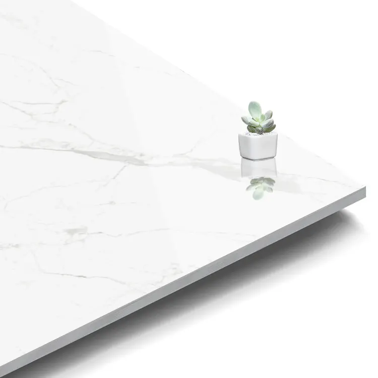 Stone-Look White Polished Porcelain Floor Tile 1500x750mm