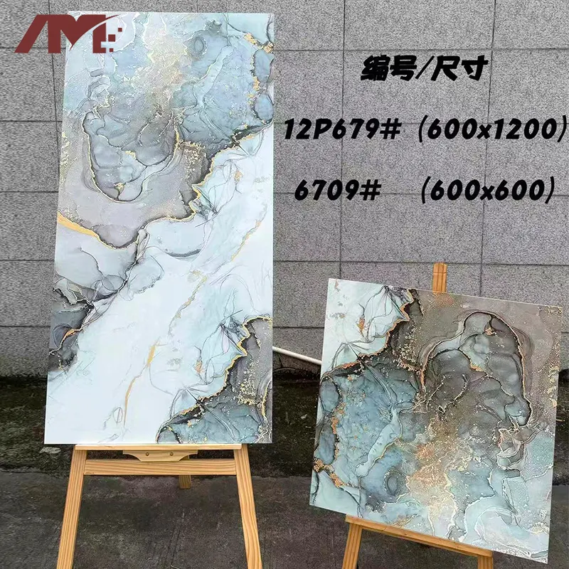 Marble-Look Polished Porcelain Floor Tile 600x1200mm