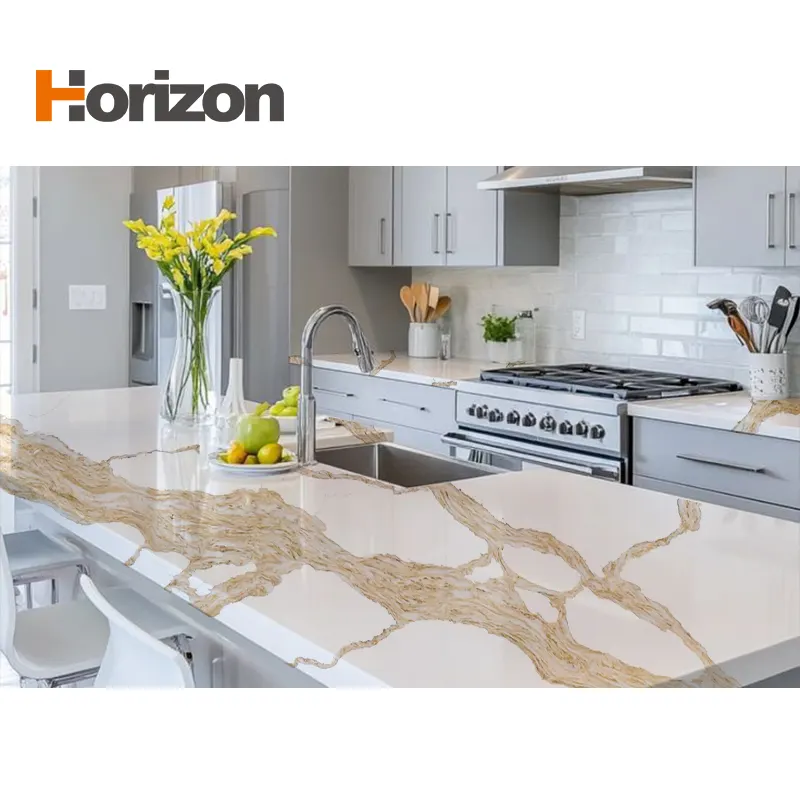 Calacatta White Engineered Quartz Slab 3200x1600mm