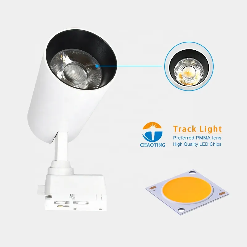 Adjustable Dimmable Aluminum LED Track Spotlight 10W For 2-Wire Track