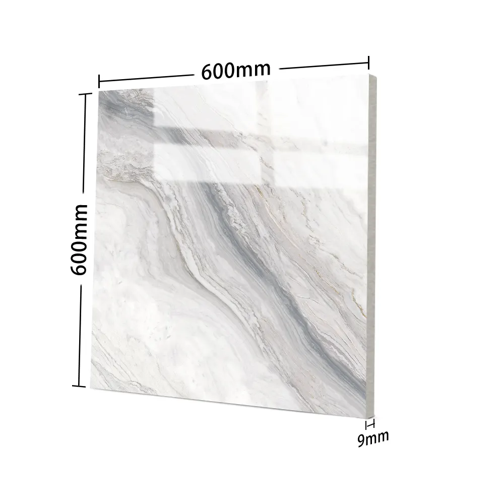 Stone-Look Polished Porcelain Floor Tile 600x600mm