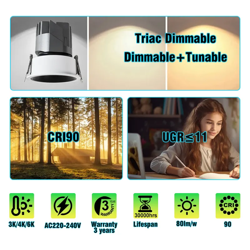 Adjustable Dimmable TRIAC COB LED Downlight