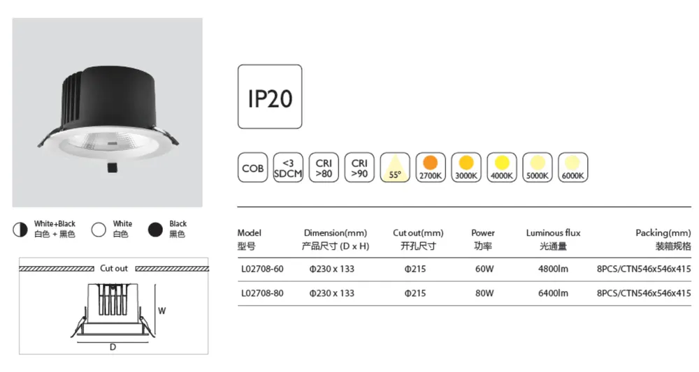 Recessed Round Aluminum LED Downlight 50-80W 10in 3CCT Selectable