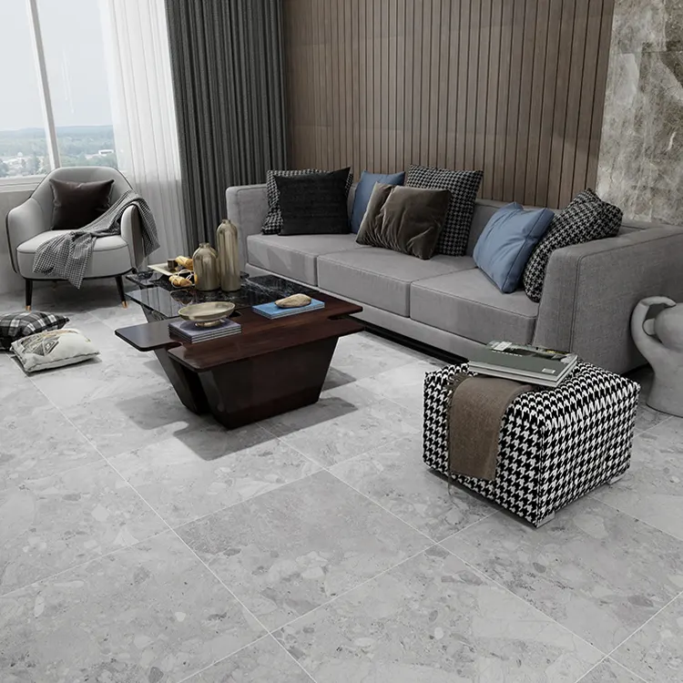 Non-Slip Concrete-Look Gray Porcelain Outdoor Tile 600x600mm