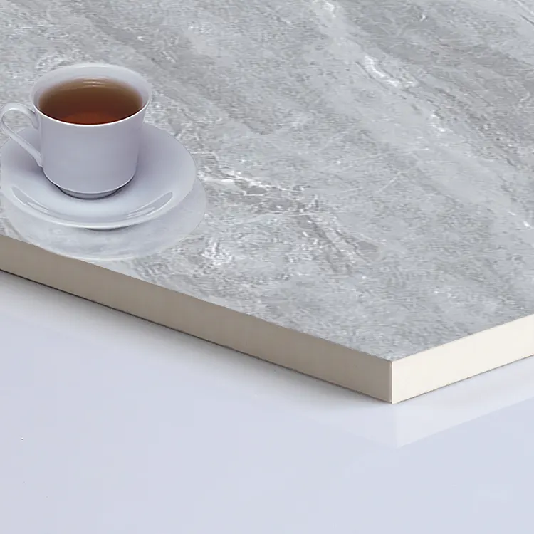 Marble-Look Beige Polished Porcelain Floor Tile 600x600mm
