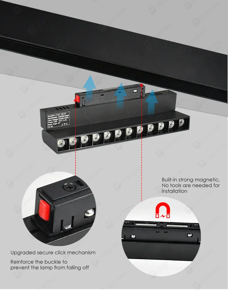 Smart Recessed/Surface-Mounted Aluminum Magnetic LED Track Spotlight 6-18W 48V product sample