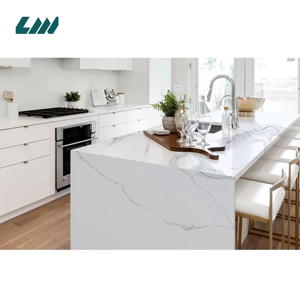 Calacatta White Engineered Quartz Slab 3200x1600mm