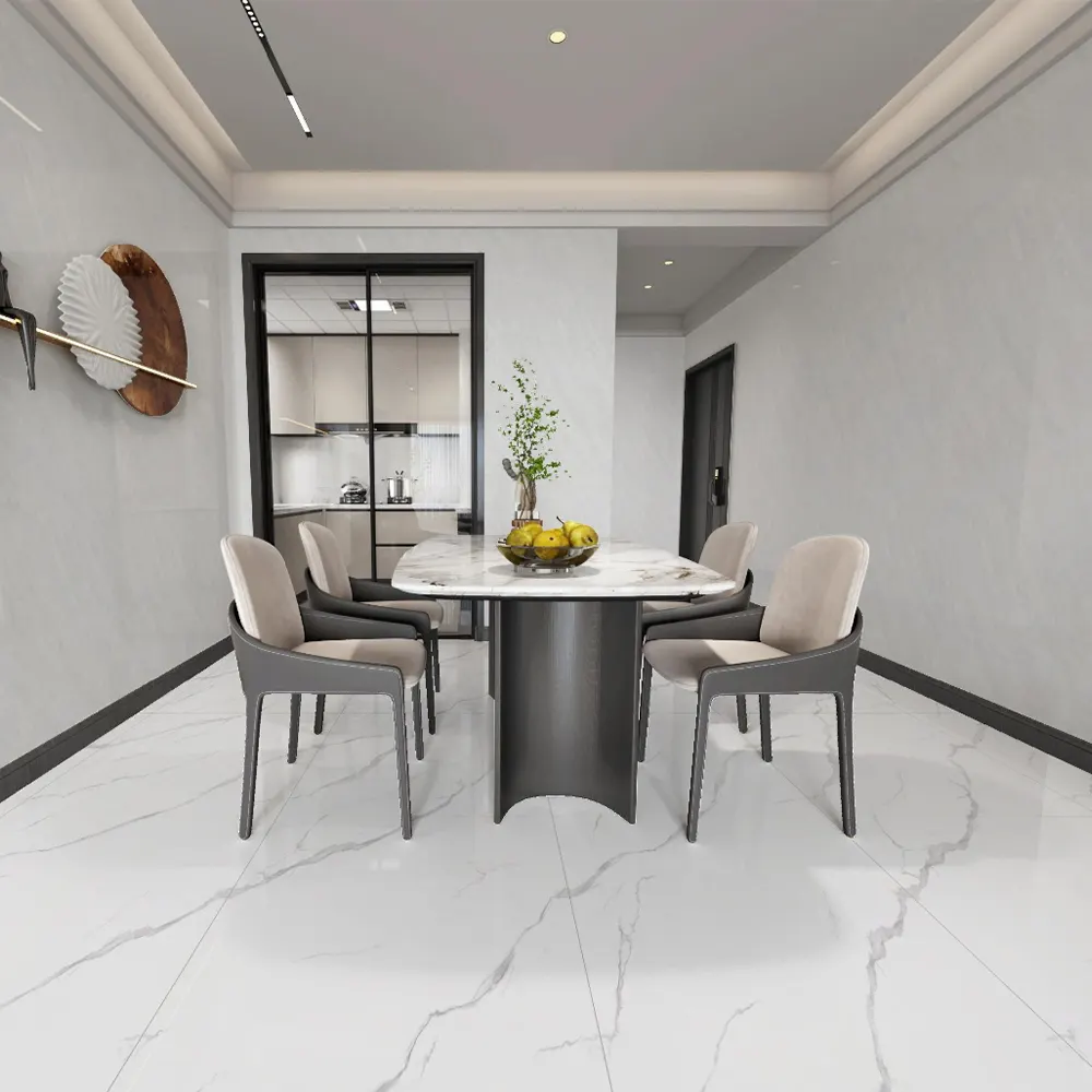 Marble-Look White Porcelain Wall And Floor Tile 600x600mm
