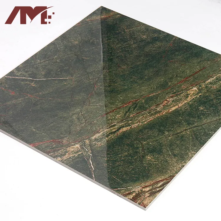 Marble-Look Green Polished Porcelain Floor Tile 600x600mm