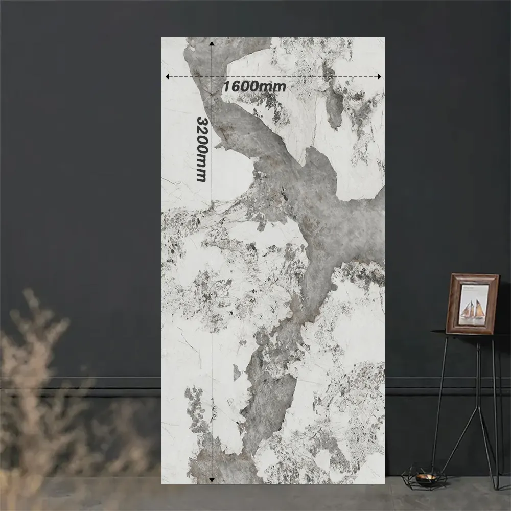 Marble-Look White Glossy Sintered Stone Slab 1600x3200mm
