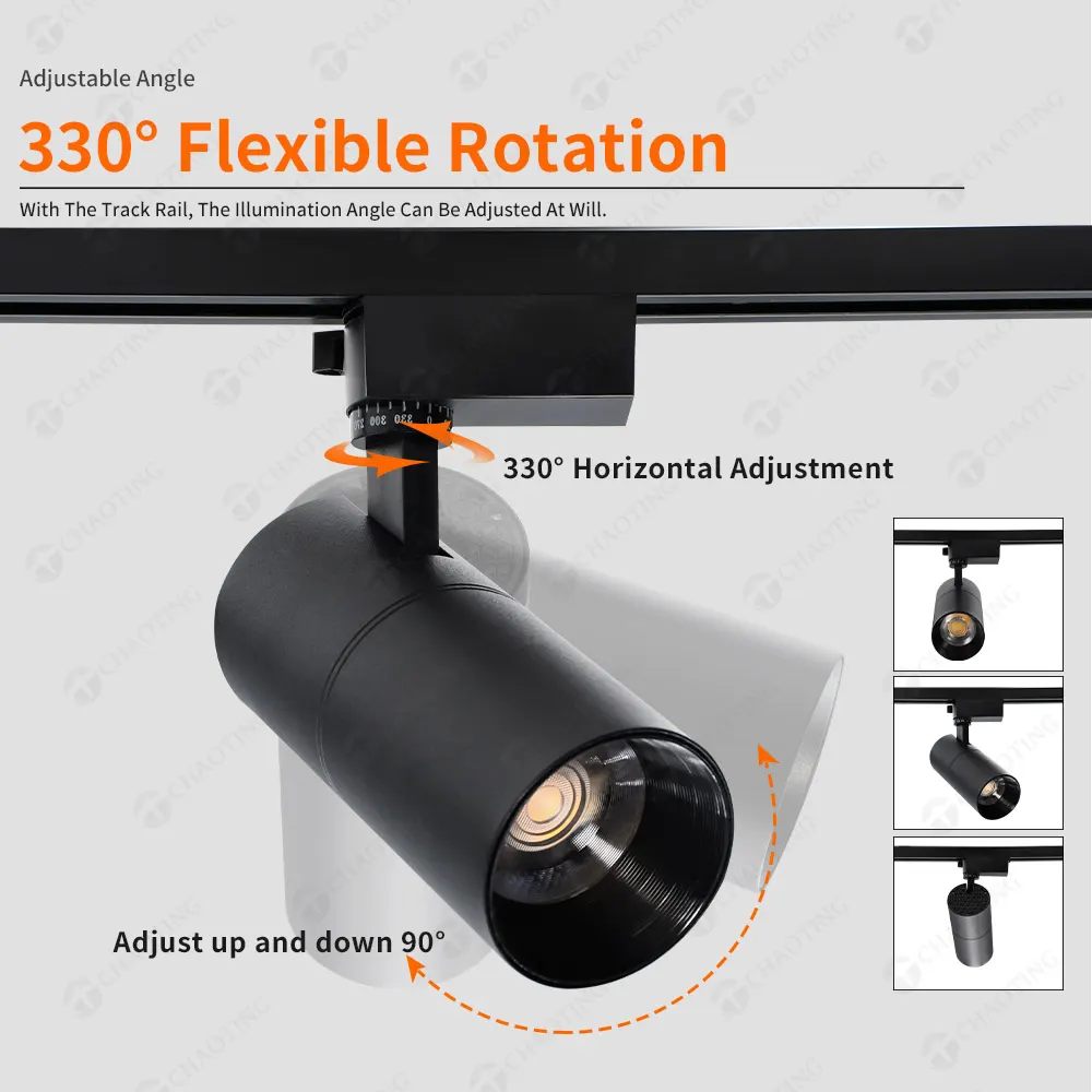 Recessed/Surface-Mounted Aluminum COB LED Track Spotlight 20/30W For 2/3/4-Wire Track