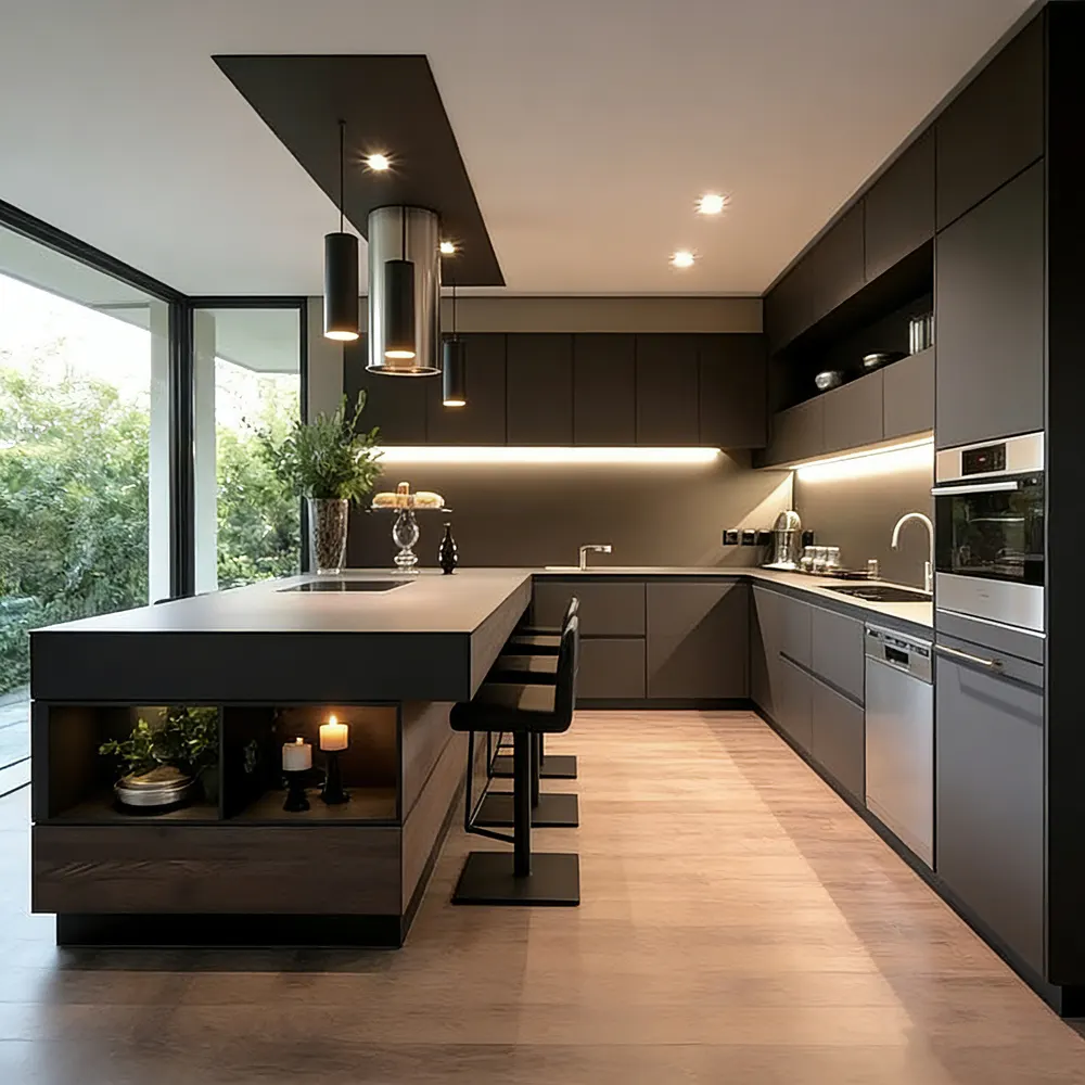 Modern Melamine Modular Kitchen Cabinet Set