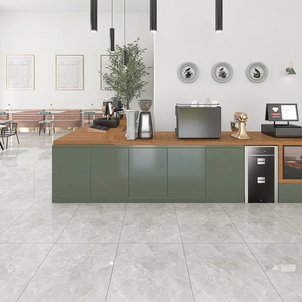 Stone-Look Dark Gray Polished Porcelain Outdoor Tile 600x600mm