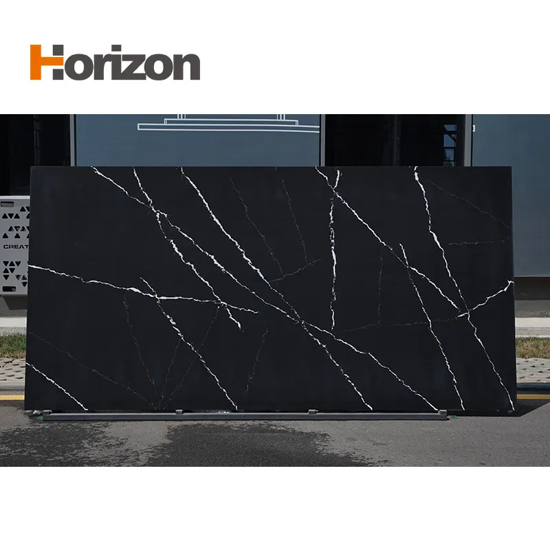 Calacatta Black Polished Engineered Quartz Slab 3200x1600mm