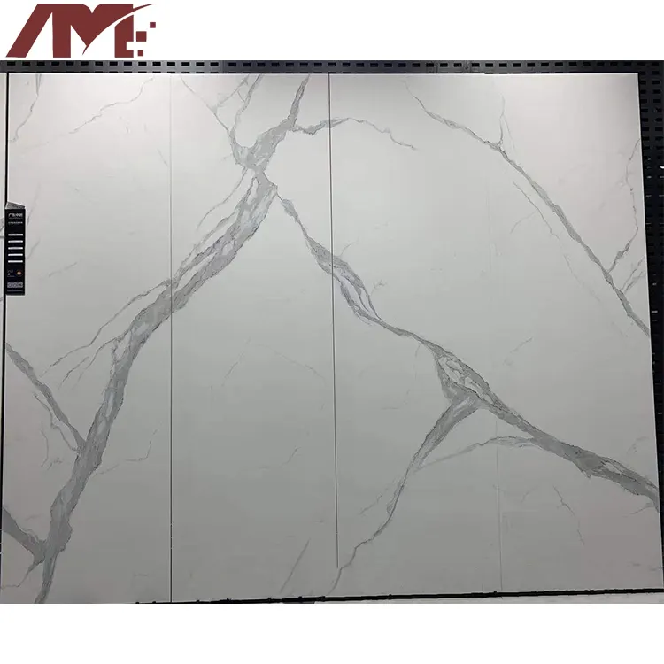 Carrara White Glossy Sintered Stone Slab 800x2600x9mm product sample