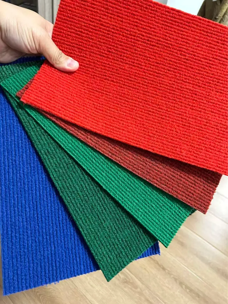 Nonwoven Needle-Punched Ribbed Red Exhibition And Event Carpet
