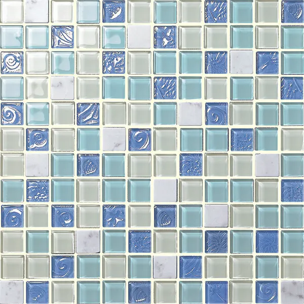 White/Blue Porcelain Mosaic Tile