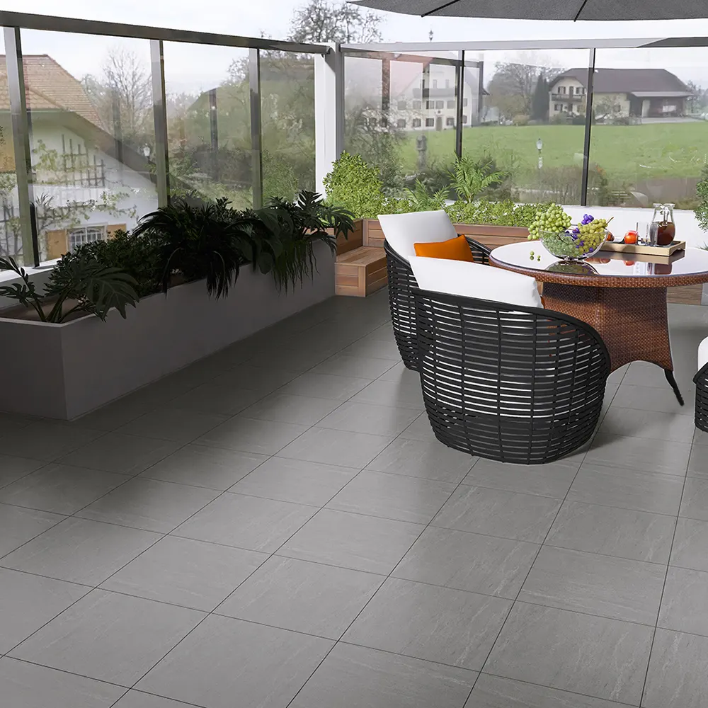 Non-Slip Stone-Look Matte Porcelain Outdoor Tile 60x60cm
