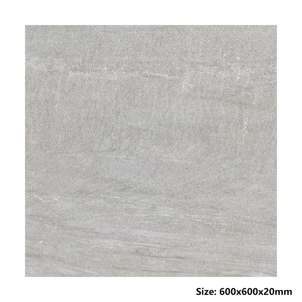Non-Slip Stone-Look Light Gray Matte Porcelain Floor Tile 600x600mm