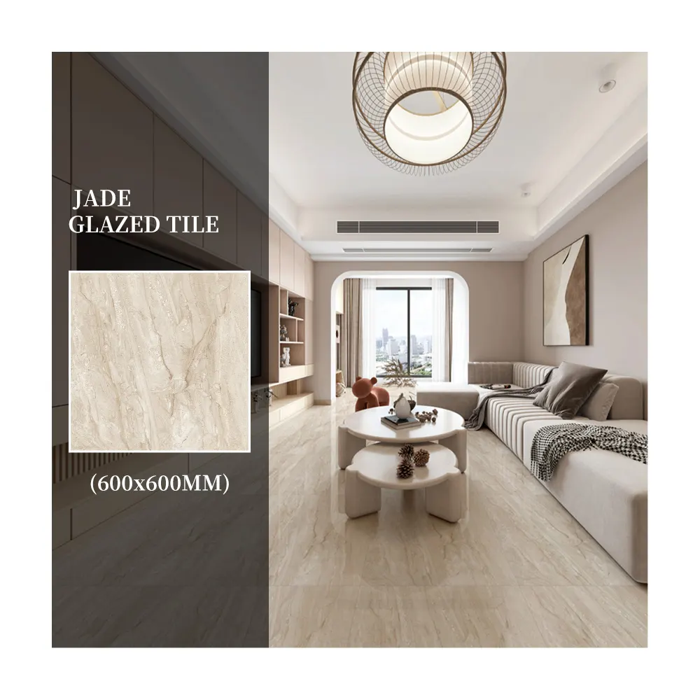 Stone-Look Polished Porcelain Floor Tile 600x600mm