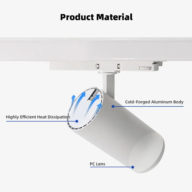 Adjustable Aluminum COB LED Track Spotlight White 30/36W