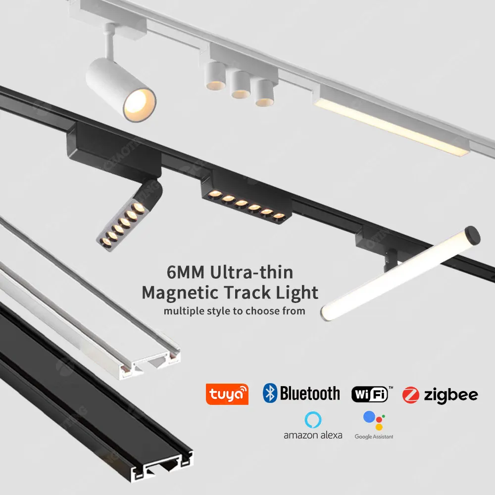 Slim Surface-Mounted Aluminum Magnetic LED Track Spotlight 5-30W 48V For 4-Wire Track