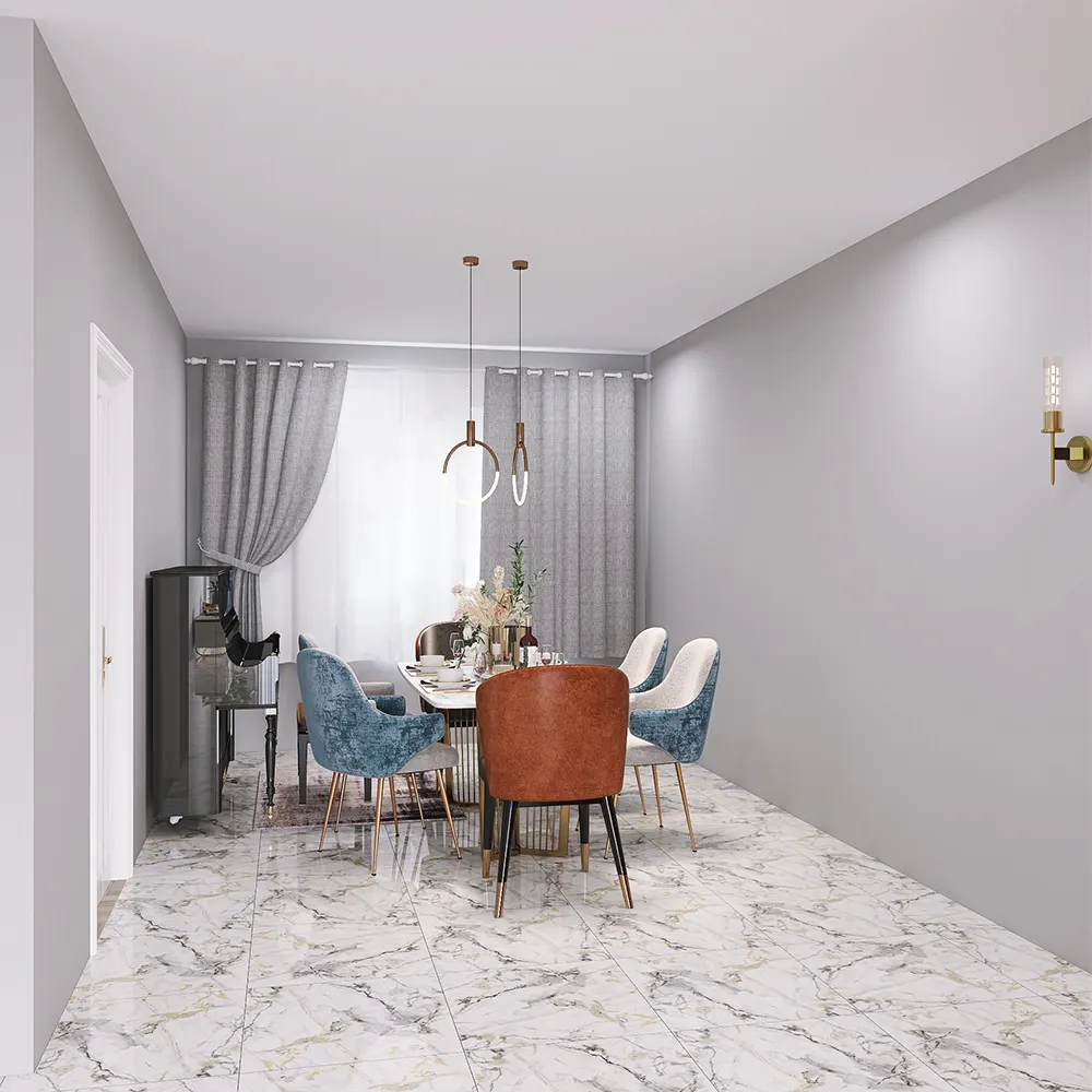 Marble-Look Porcelain Floor Tile 60x60cm/600x600mm