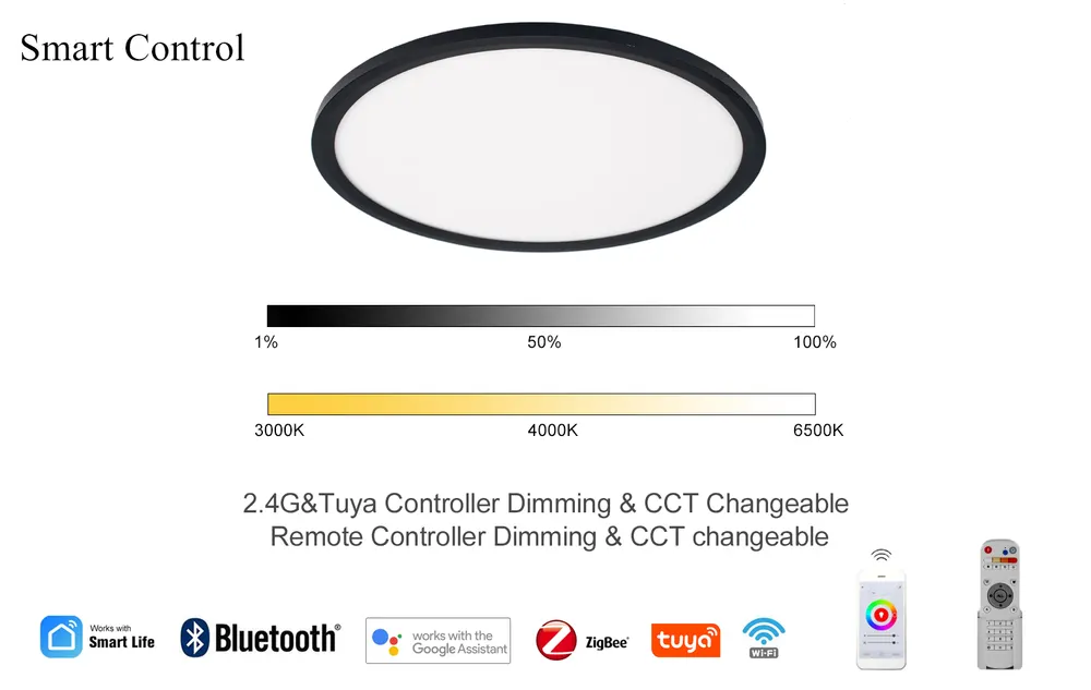 Aluminum LED Ceiling Light 24-96W 3CCT Selectable with Remote Control