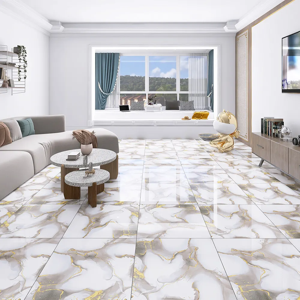 Stone-Look Polished Porcelain Wall And Floor Tile 600x600mm
