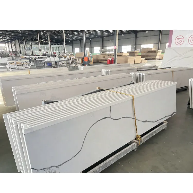 Calacatta White Engineered Quartz Slab 3200x1600mm
