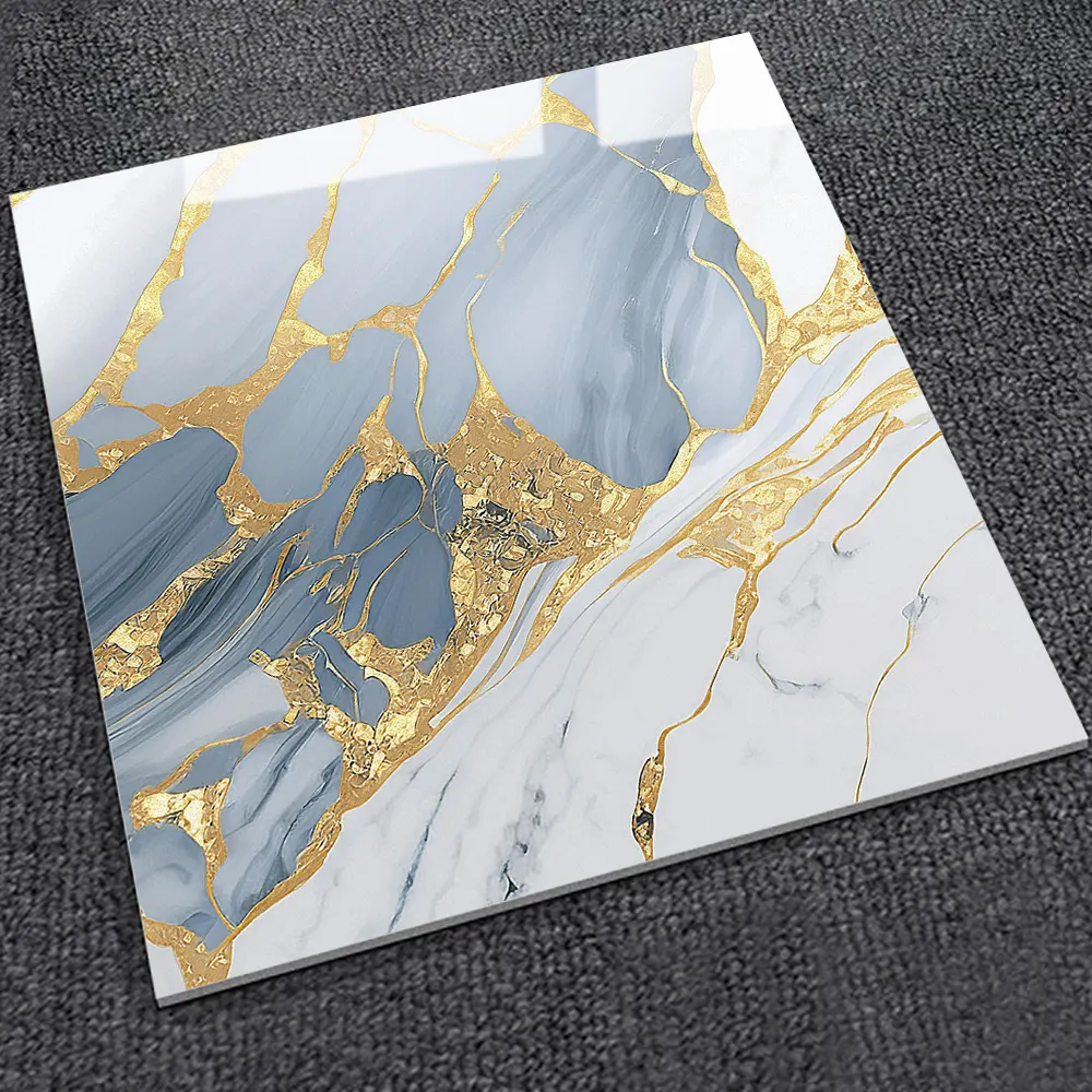 Non-Slip Stone-Look Glossy Porcelain Wall And Floor Tile 600x600mm