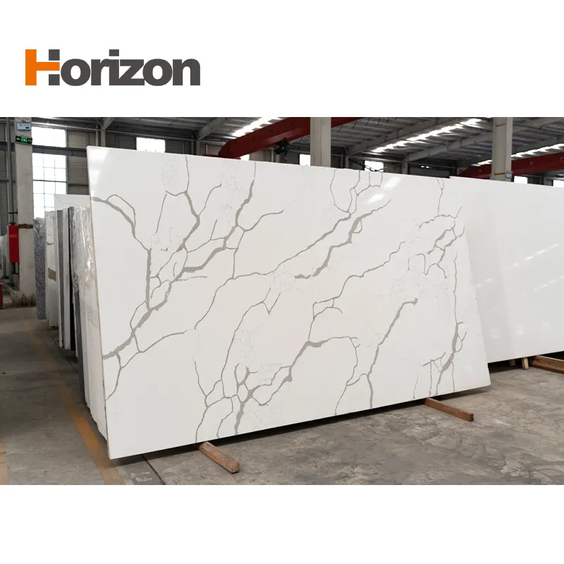 White Engineered Quartz Slab With 93% Natural Quartz Content