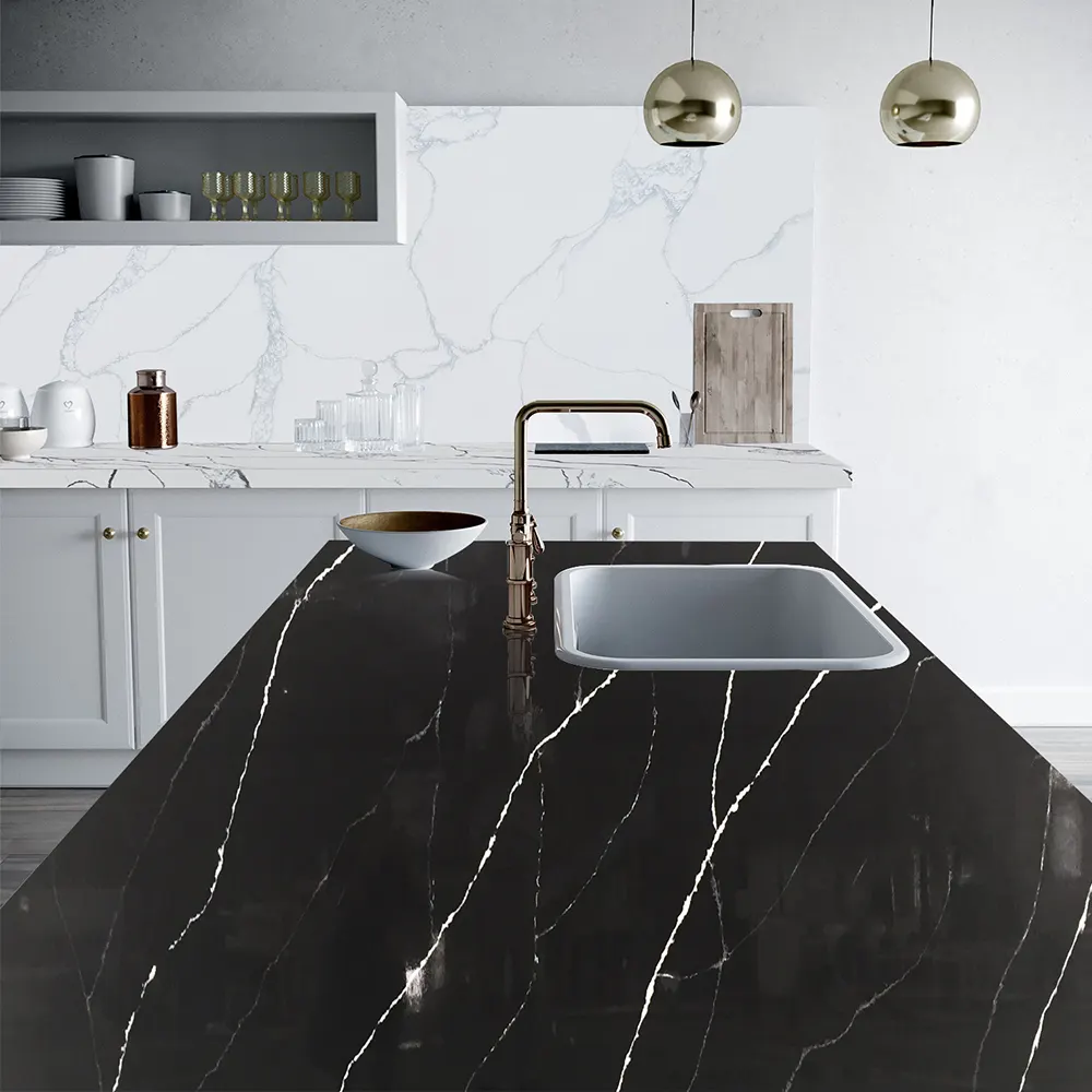 Black Engineered Quartz Slab 3200x1600mm