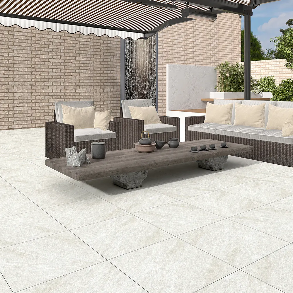 Non-Slip Stone-Look Porcelain Swimming Pool Tile 600x600mm