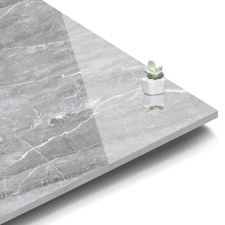 Marble-Look Glossy Porcelain Floor Tile 600x600mm