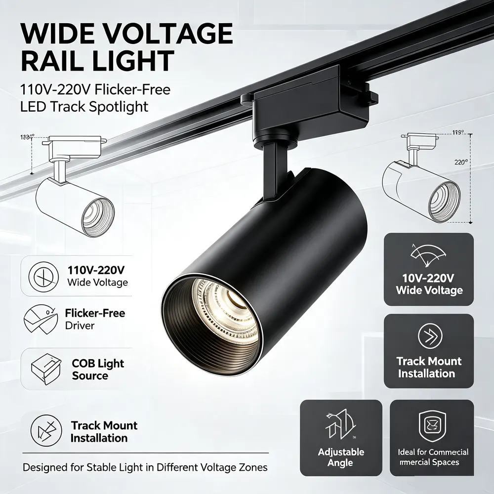 Aluminum COB LED Track Spotlight 10-30W 110V