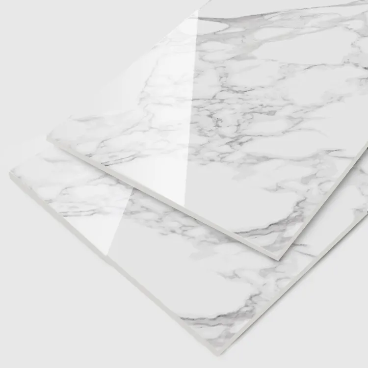 Marble-Look White Polished Porcelain Wall And Floor Tile 600x1200mm