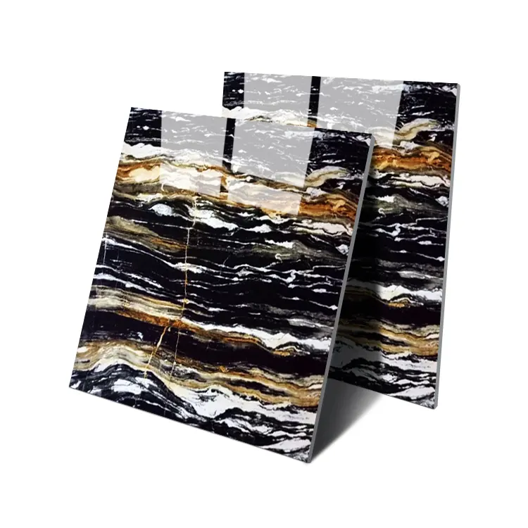Stone-Look White/Black/Gold Porcelain Wall And Floor Tile 600x600mm product sample