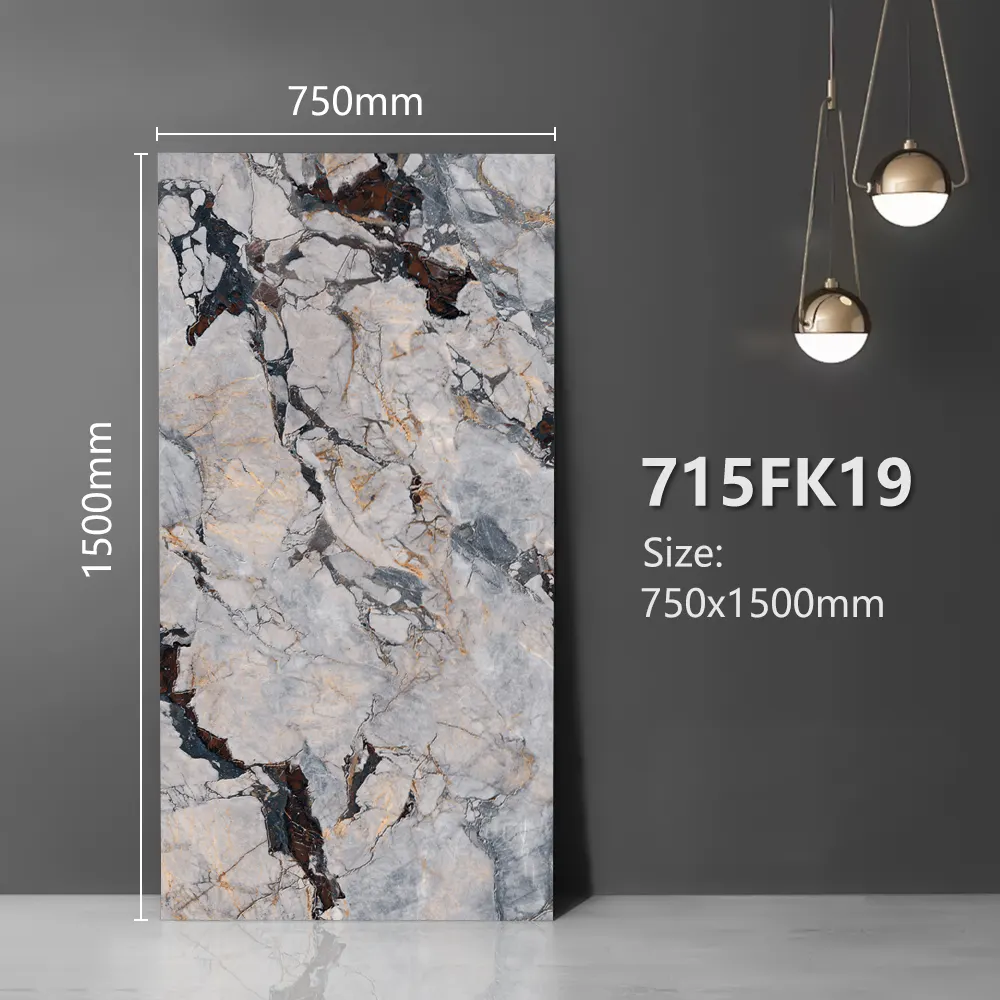 Stone-Look Polished Porcelain Floor Tile 750x1500mm