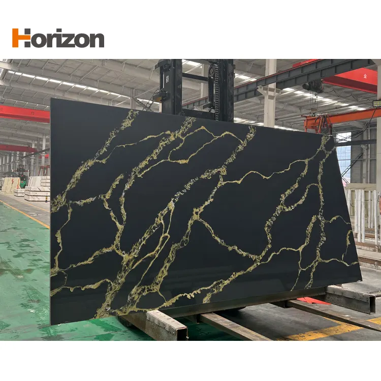 Calacatta Black Engineered Quartz Slab 3200x1600mm