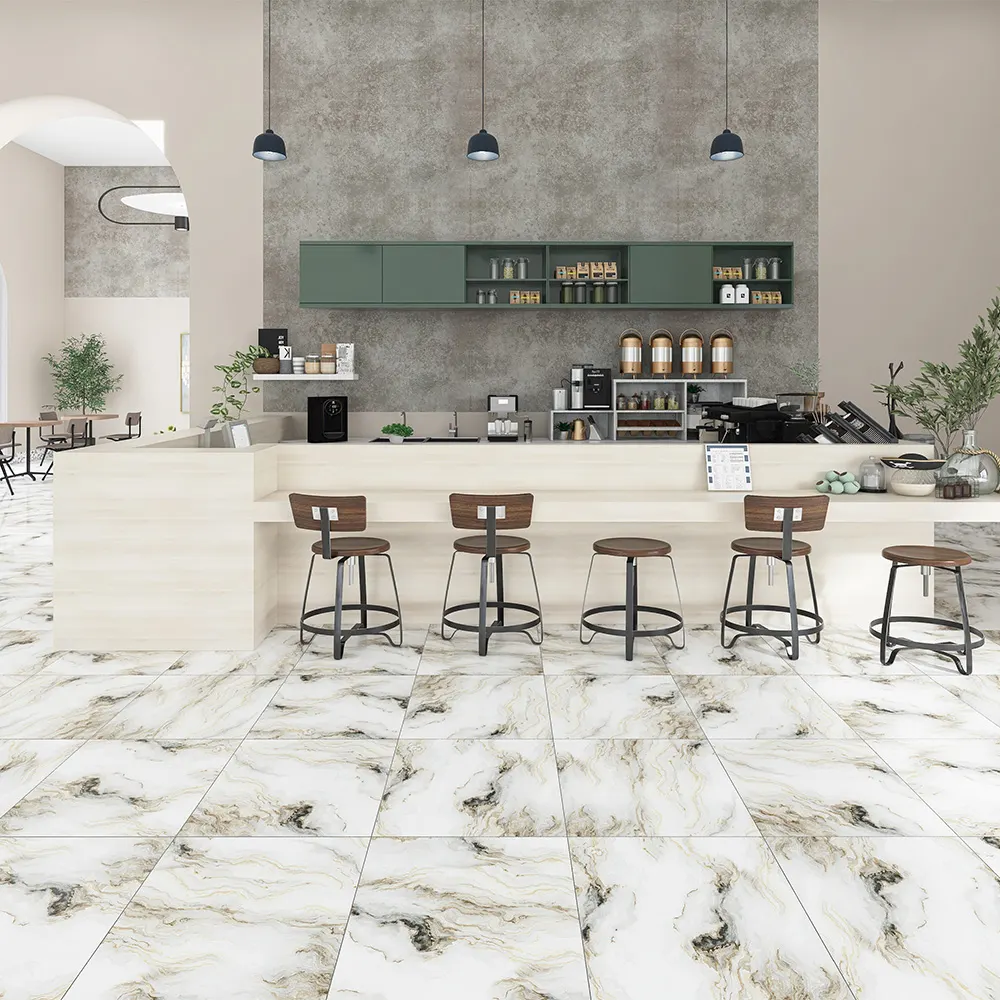 Stone-Look Gold Polished Porcelain Wall Tile 600x600mm