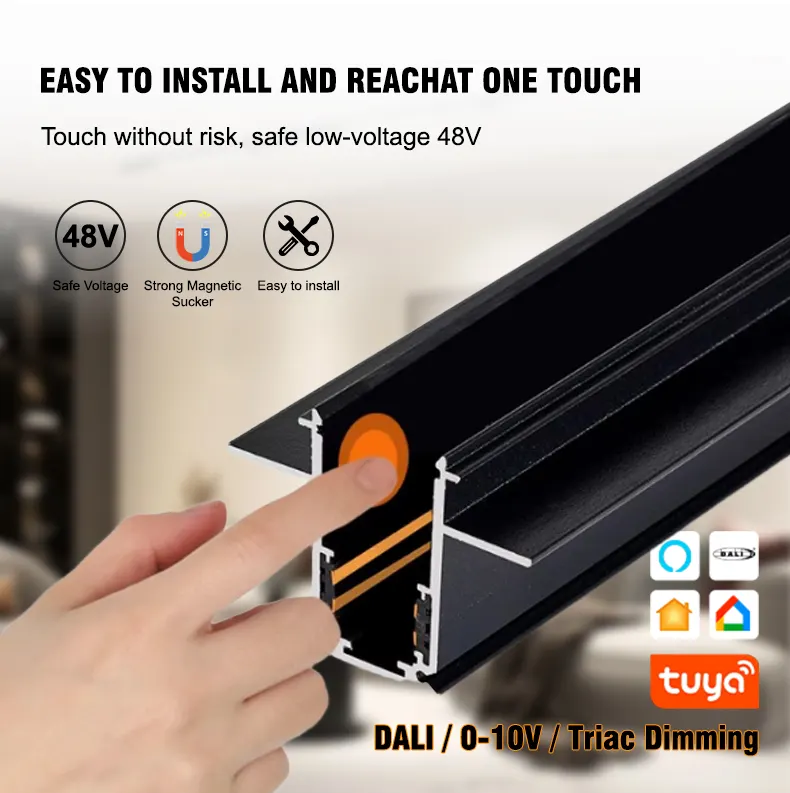 Adjustable Aluminum Magnetic LED Track Spotlight 6-30W 48V 3CCT Selectable