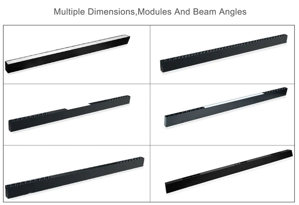 Recessed Aluminum Linear LED Pendant Light Black 20-50W