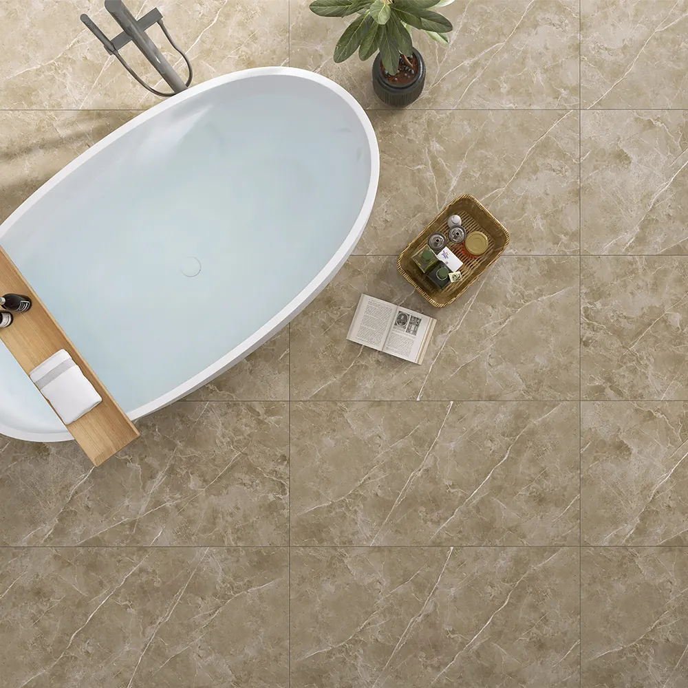 Marble-Look Glazed Porcelain Floor Tile 600x1200mm
