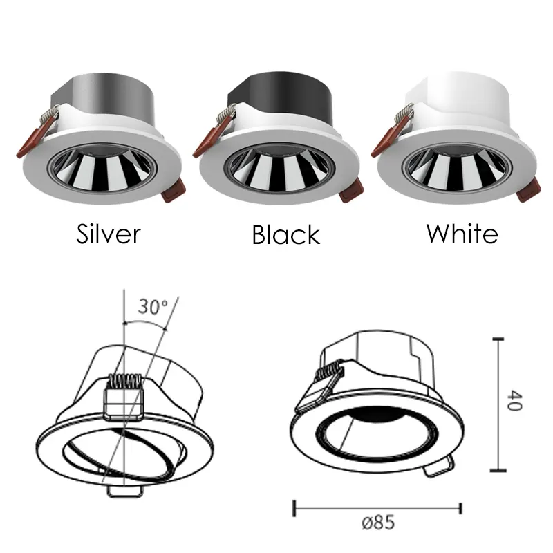 Anti-Glare Recessed Aluminum COB LED Downlight 5/7W