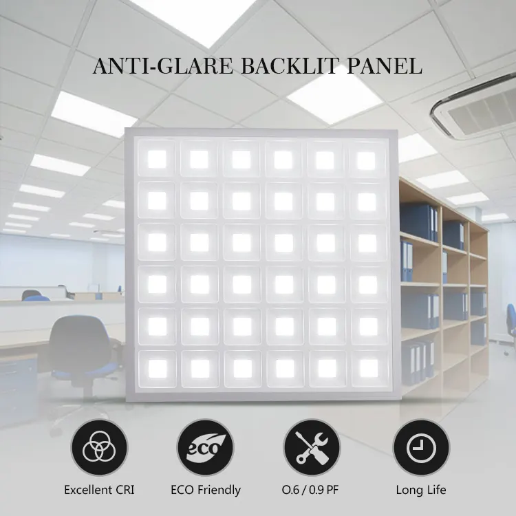 Anti-Glare Recessed LED Panel Light 595x595mm 40W IP33