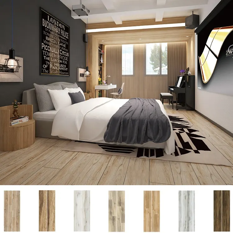 Wood-Look Polished Porcelain Floor Tile 200x1000mm
